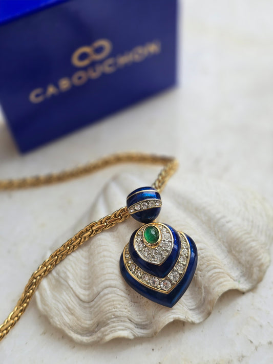 Vintažinis CABOUCHON kaklo papuošalas originalioje dėžutėje